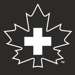 Canadian Ski Patrol Leaf Logo Icon, white outline on grey background.